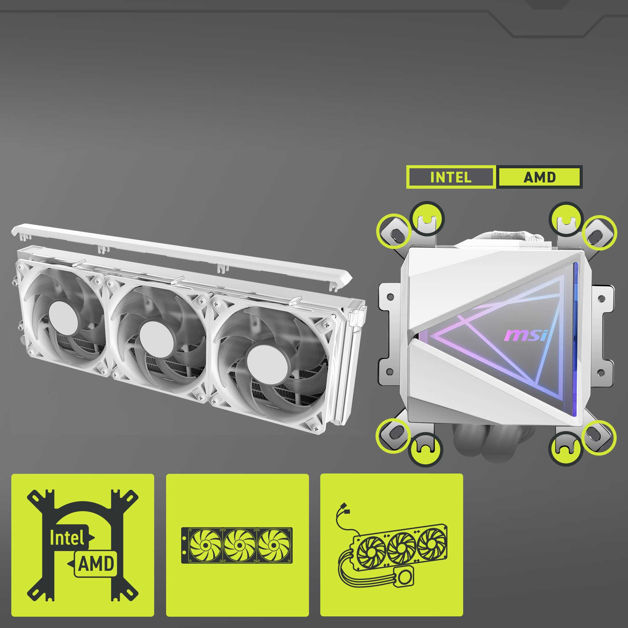 MSI MAG CoreLiquid I360 White - AIO ARGB CPU Liquid Cooler
